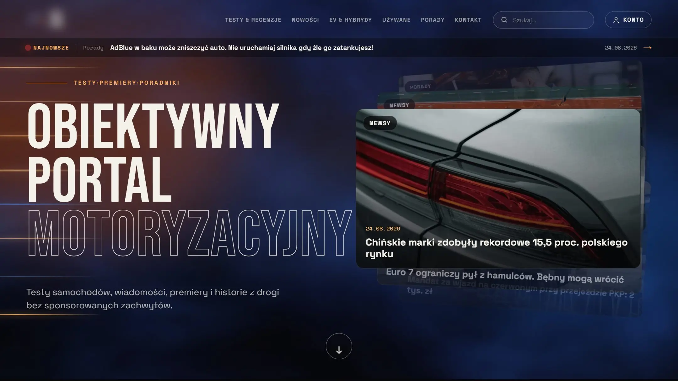 Portal motoryzacyjny - zrzut strony