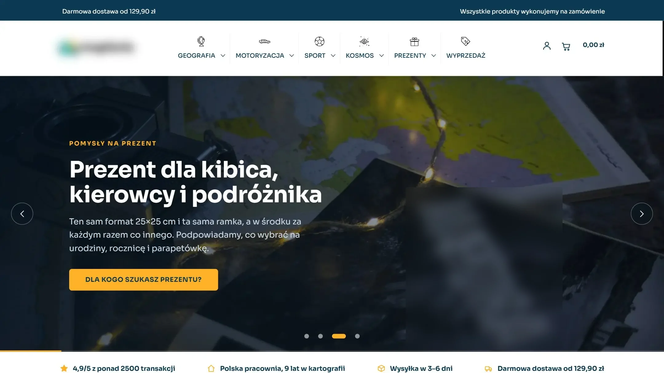 Sklep z mapami z drewna - zrzut strony